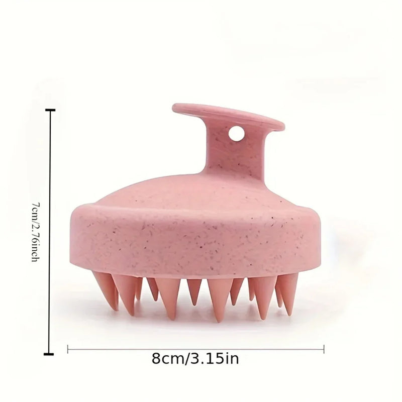 Escova Massageadora de Silicone para Couro Cabeludo – Shampoo e Banho