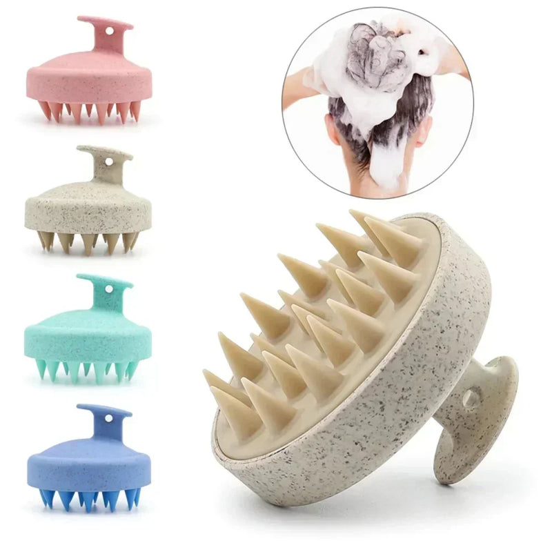 Escova Massageadora de Silicone para Couro Cabeludo – Shampoo e Banho