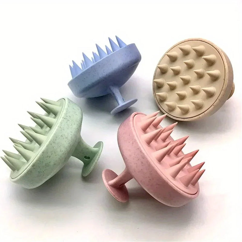 Escova Massageadora de Silicone para Couro Cabeludo – Shampoo e Banho
