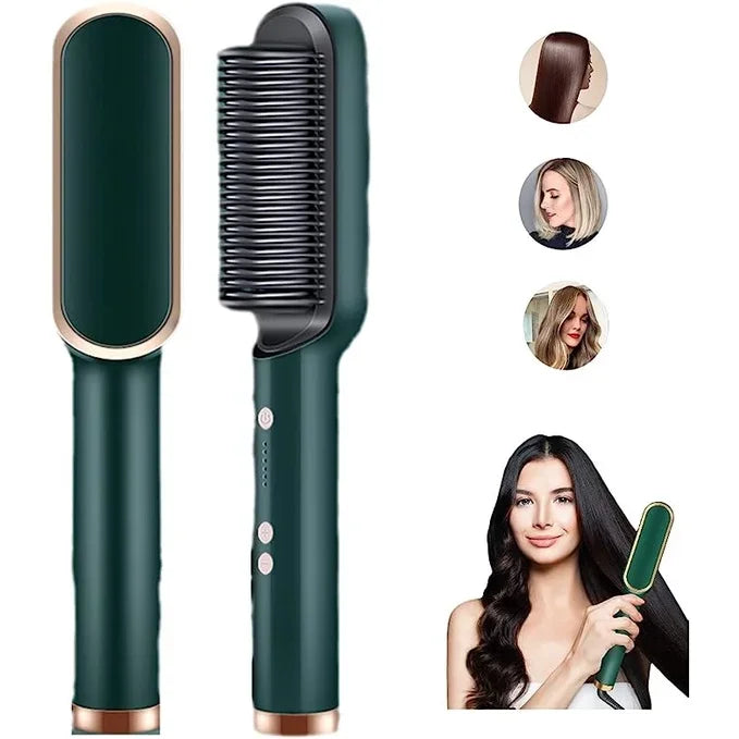 Mini Escova Alisadora Elétrica 3 em 1 – Alisa, Modela e Cuida dos Fios